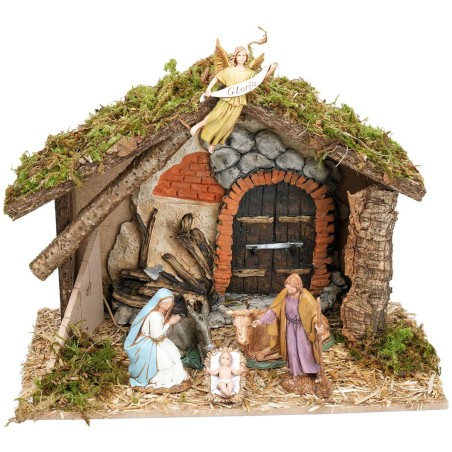 Hut with plaster background complete with Landi statues cm