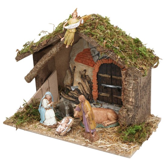 Hut with plaster background complete with Landi statues cm