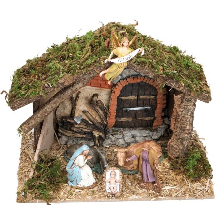 Hut with plaster background complete with Landi statues cm