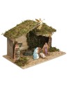 Hut with irregular roof complete with Landi statues cm 40x23x23
