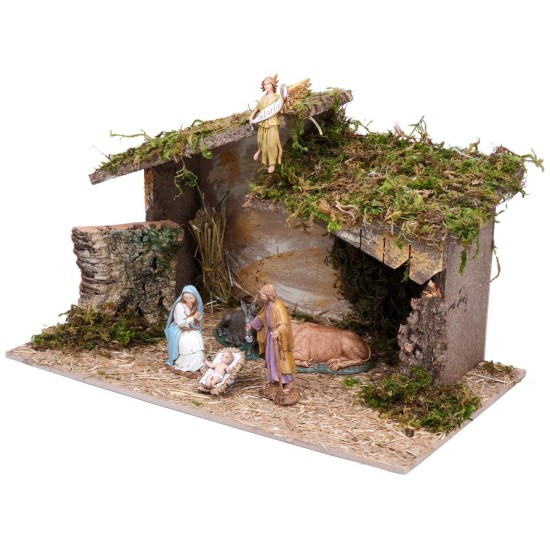 Hut with irregular roof complete with Landi statues cm