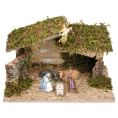 Hut with irregular roof complete with Landi statues cm 40x23x23 2