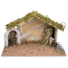 Capanna con portone ad arco cm 40X23X24 h per presepe Mondo