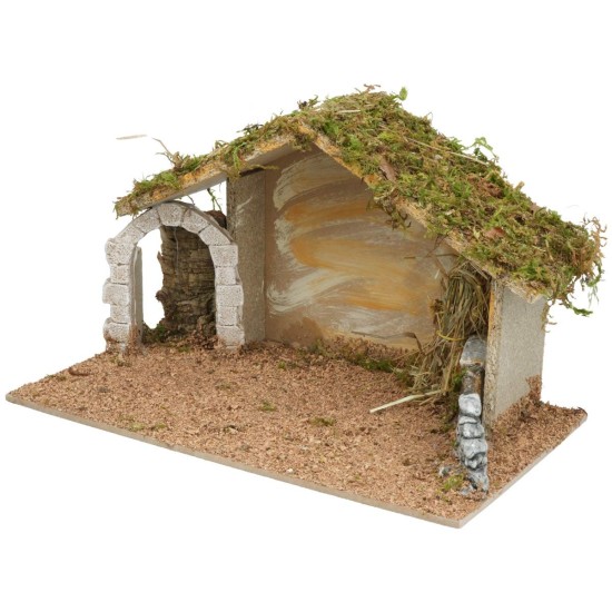 Cabaña con portón de arco cm 40X23X24 h para belén Mundo