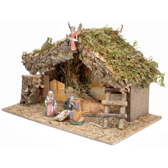 Hut with side ladder complete with Landi statues cm 40x23x24 h