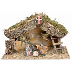 Hut with side ladder complete with Landi statues cm 40x23x24 h