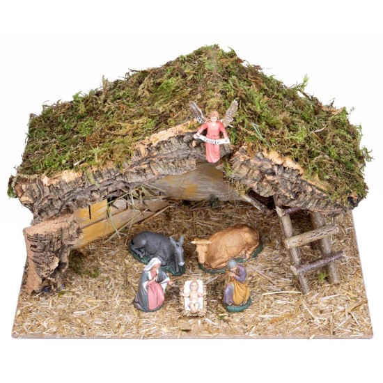 Hut with side ladder complete with Landi statues cm