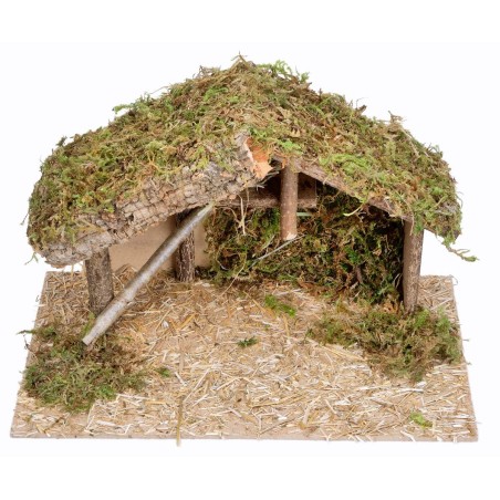 Capanna con pianale centrale cm 40x23x24 h per presepe Mondo