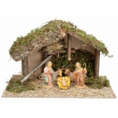 Hut with central platform complete with Lux statues cm 40x23x24