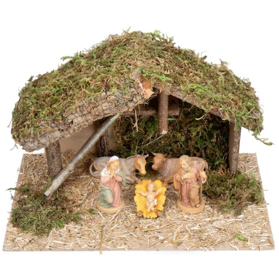 Capanna con pianale centrale completo di statue Lux cm 40x23x24