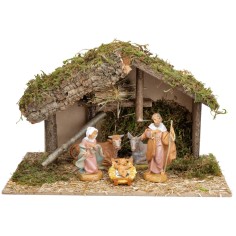 Hut with central platform complete with Fontanini statues cm