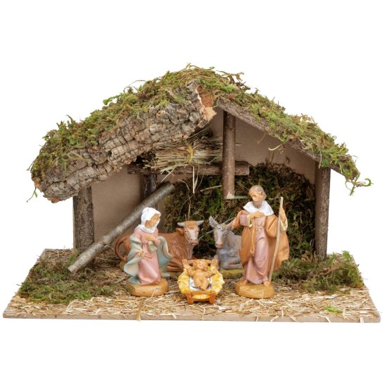 Hut with central platform complete with Fontanini statues cm