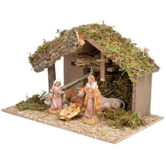 Hut with central platform complete with Fontanini statues cm