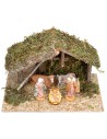Hut with central platform complete with Fontanini statues cm