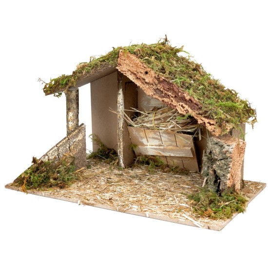 Hut with manger 40x23x24 cm for Mondo Presepi nativity scene