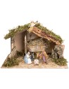 Capanna con mangiatoia completa di statue Landi cm 40x23x24 h