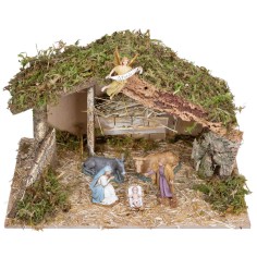 Hut with manger complete with Landi statues cm 40x23x24 h 2
