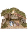 Cabaña con pesebre completa con estatuas Landi cm 40x23x24 h