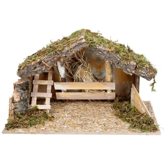 Cabaña con pesebre y escalera lateral cm 40x23x23 h