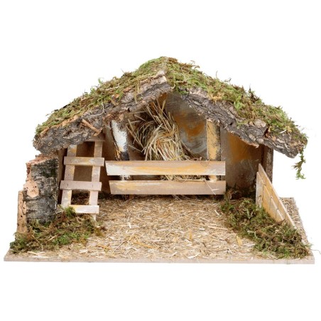 Cabaña con pesebre y escalera lateral cm 40x23x23 h