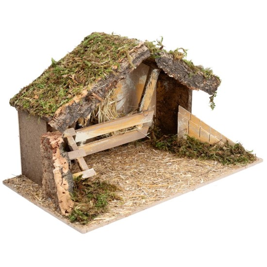Cabaña con pesebre y escalera lateral cm 40x23x23 h para