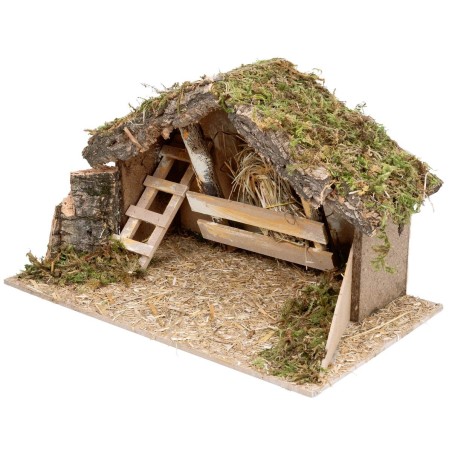 Cabaña con pesebre y escalera lateral cm 40x23x23 h para