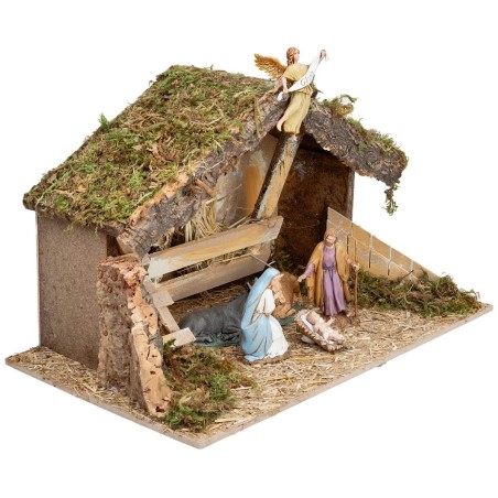 Hut with manger and side ladder complete with statues