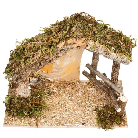 Capanna con staccionata cm 31,5x17x23 h per presepe Mondo