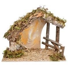Capanna con staccionata cm 31,5x17x23 h per presepe Mondo