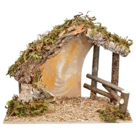 Capanna con staccionata cm 31,5x17x23 h per presepe Mondo