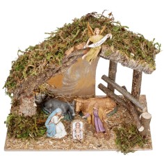 Capanna con staccionata completa di statue Landi cm 31,5x17x23 2