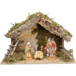 Hut with ladder complete with Euromarchi statues cm 50x28x32 h