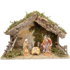 Hut with ladder complete with Euromarchi statues cm 50x28x32 h