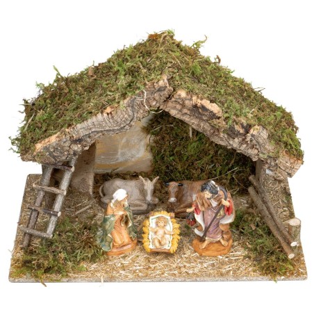Capanna con scaletta completa di statue Euromarchi cm 50x28x32 h