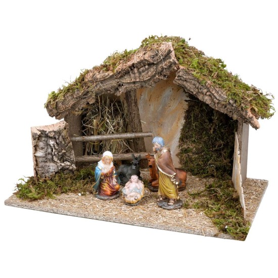 Cabaña con cerca completa de natividad cm 50x29x32 h