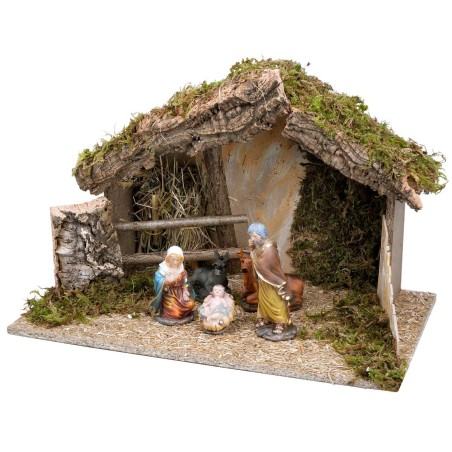 Cabaña con cerca completa de natividad cm 50x29x32 h