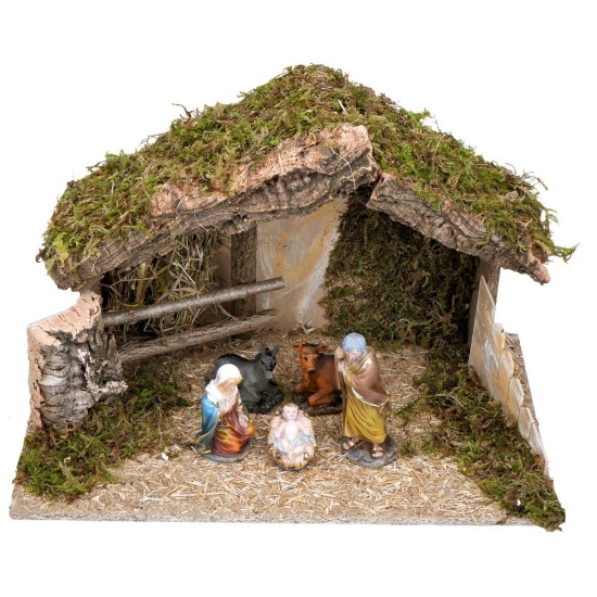 Cabaña con cerca completa de natividad cm 50x29x32 h