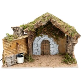 Cabaña con portón y fuente funcional cm 36x17x24 h