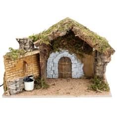Capanna con portone e fontana funzionante cm 36x17x24 h
