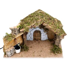 Capanna per presepe con fontana funzionante cm 39x23x23 h 2
