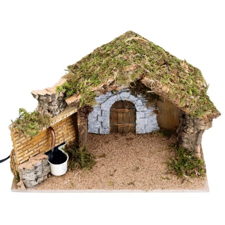 Capanna con portone e fontana funzionante cm 36x17x24 h