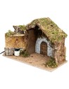 Hut with door and working fountain cm 36x17x24 h
