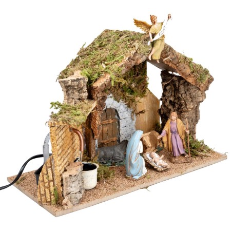 Cabaña con portón y fuente funcional completa con estatuas