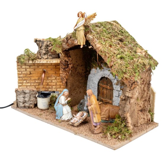 Capanna per presepe con fontana funzionante cm 39x23x23 h