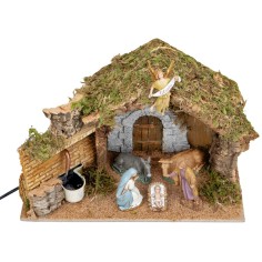 Capanna per presepe con fontana funzionante cm 39x23x23 h 2