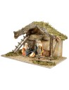 Hut with sloping roof complete with nativity 60x35x35 cm h