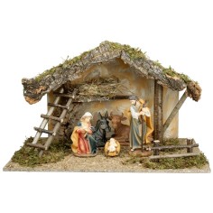 Hut with sloping roof complete with nativity 60x35x35 cm h
