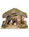 Capanna con tetto spiovente completa di natività cm 60x35x35 h