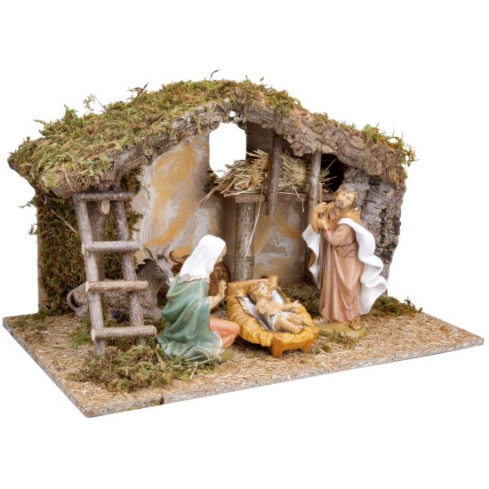 Capanna con fessura centrale completa di natività Euromarchi cm