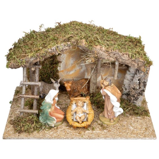 Capanna con fessura centrale completa di natività Euromarchi cm